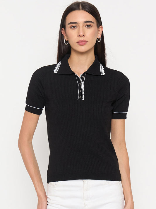 Madame Black Viscose-Blend Knit Top