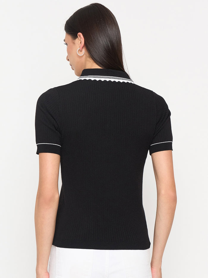 Madame Black Viscose-Blend Knit Top