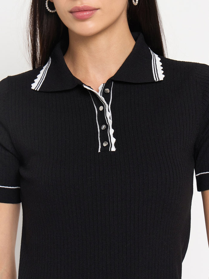 Madame Black Viscose-Blend Knit Top