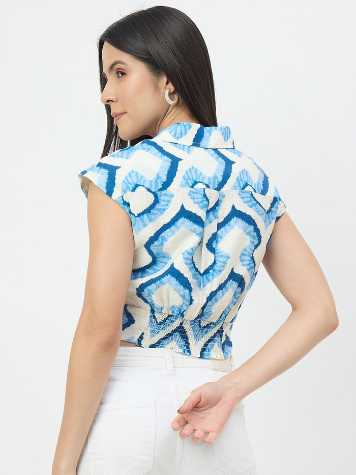 Madame Blue Printed  Shirt