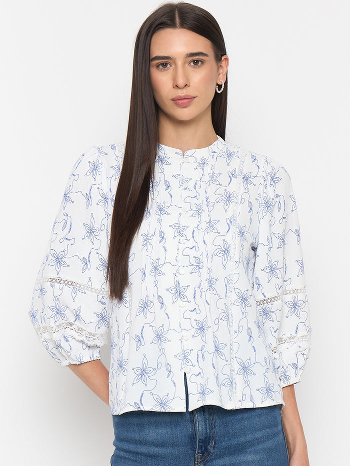 Madame Blue Printed Tunic Top