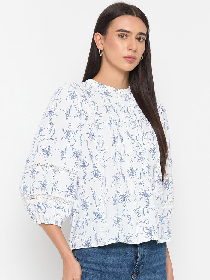 Madame Blue Printed Tunic Top