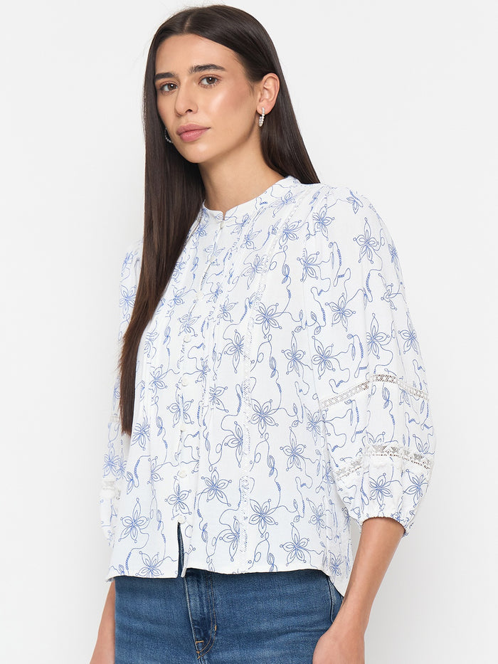 Madame Blue Printed Tunic Top
