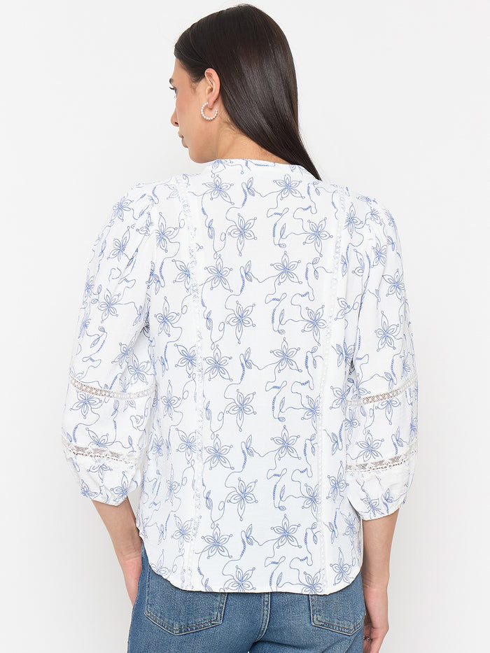 Madame Blue Printed Tunic Top