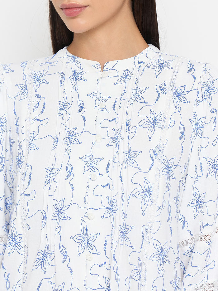Madame Blue Printed Tunic Top