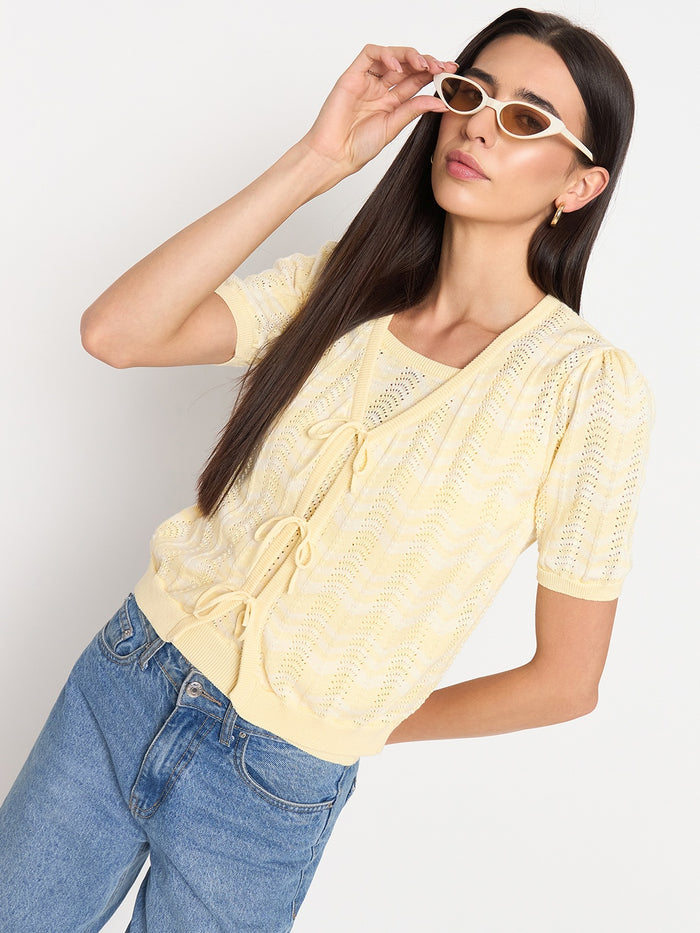 Madame Butter Yellow Cotton Knit Top