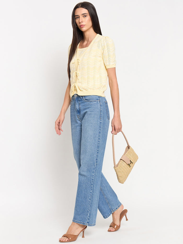 Madame Butter Yellow Cotton Knit Top
