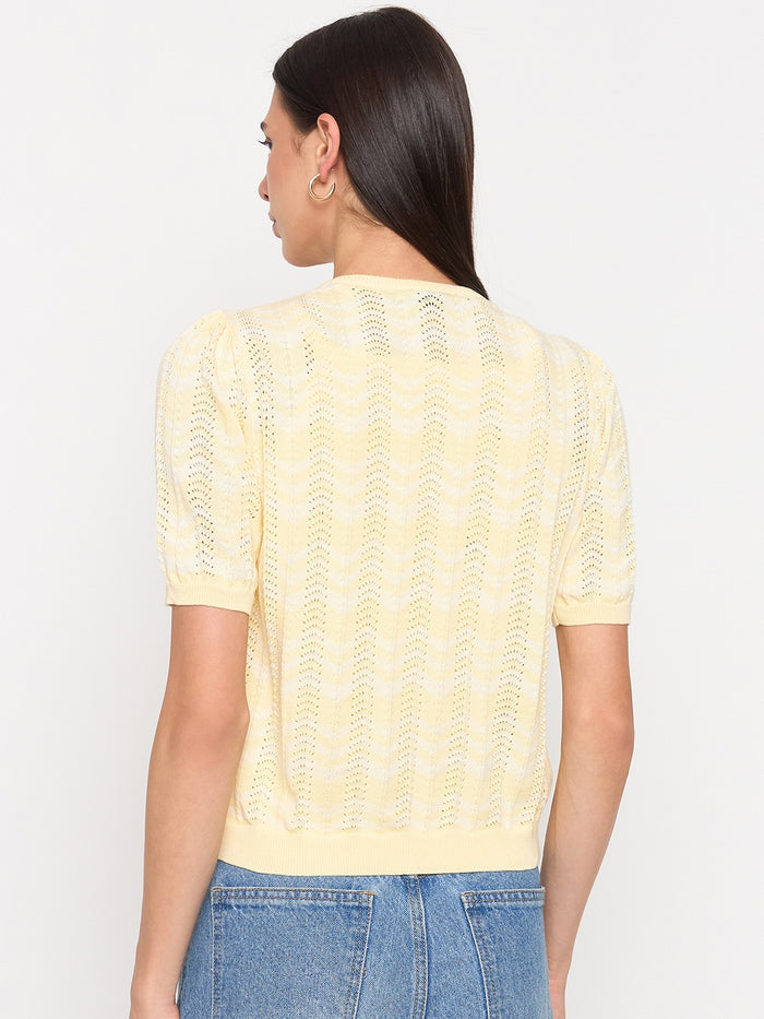 Madame Butter Yellow Cotton Knit Top