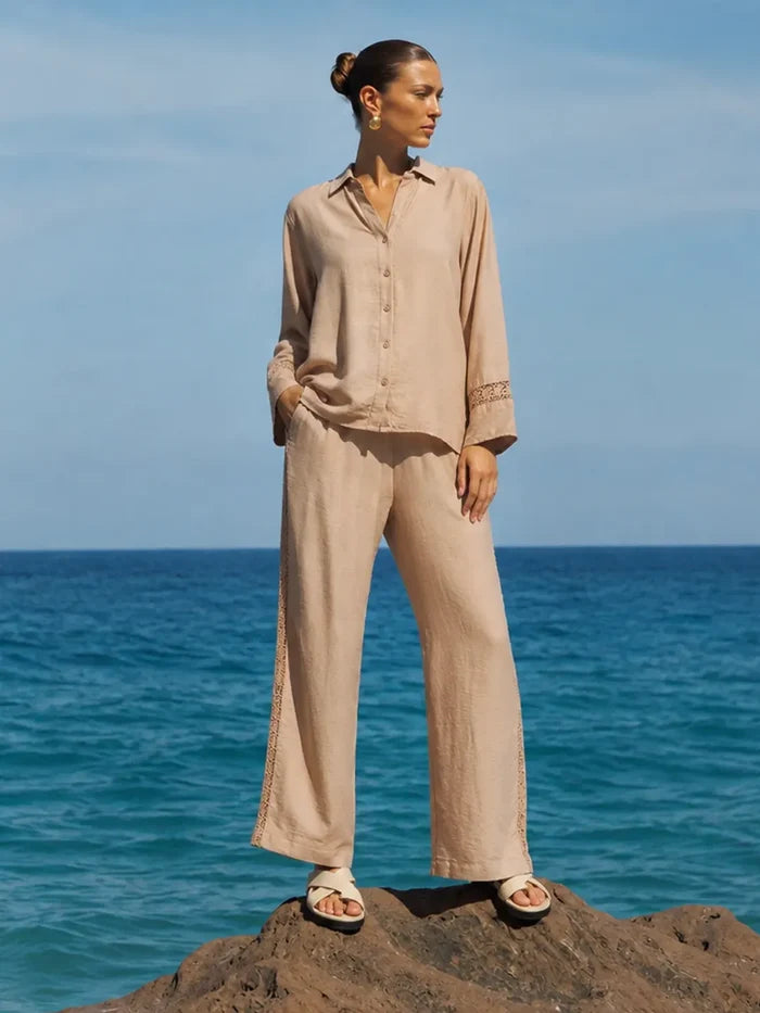 Madame Clay Rayon Collared Full Sleeve Co-ord Set