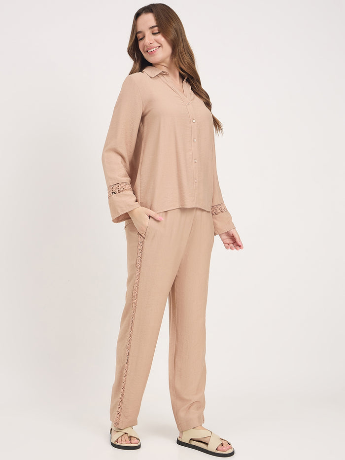 Madame Clay Rayon Collared Full Sleeve Co-ord Set