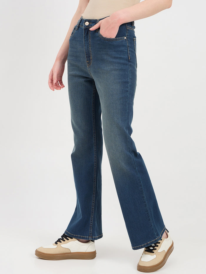 Madame Double Wash Whiskered Flared Denim Jeans