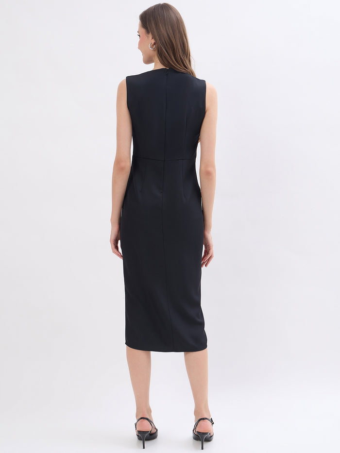 Madame Floral Print Black Bodycon Dress
