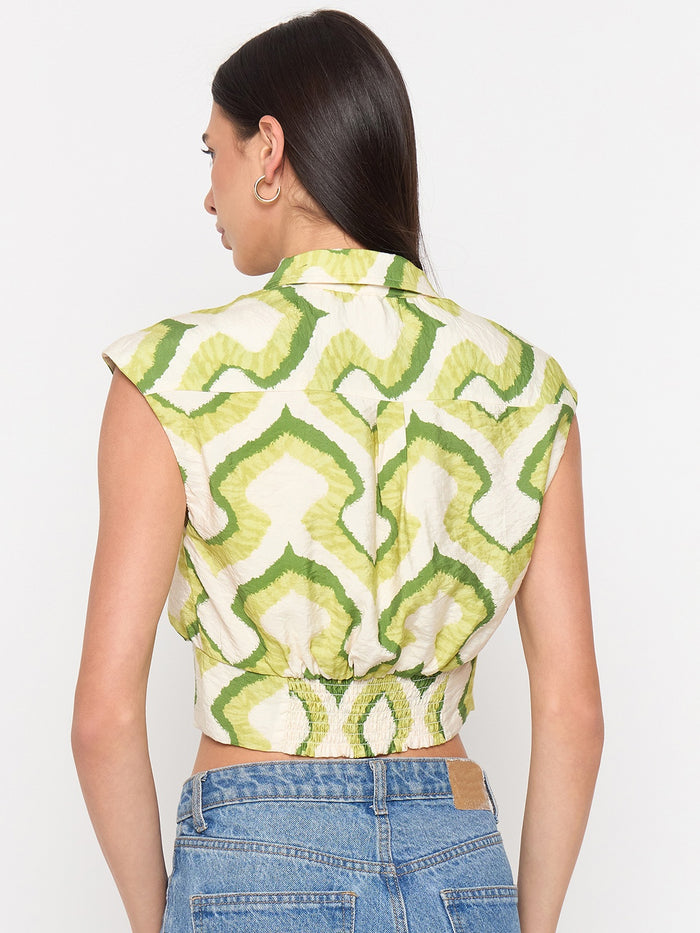 Madame  Green Printed  Shirt