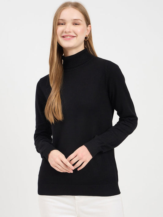 Madame High Neck Black Sweater