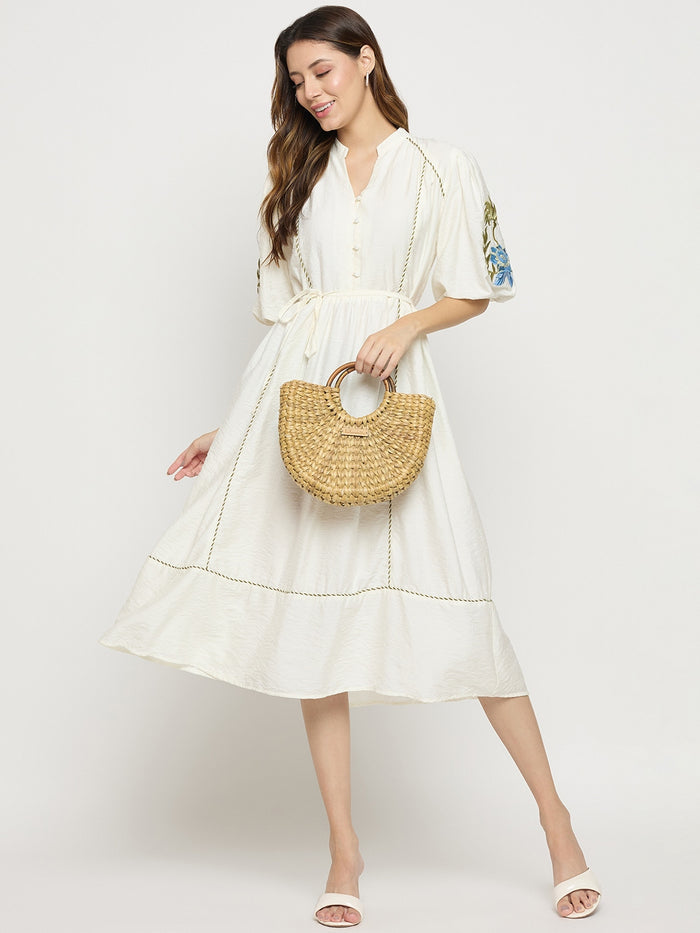 Madame Off White Viscose Blend Dress