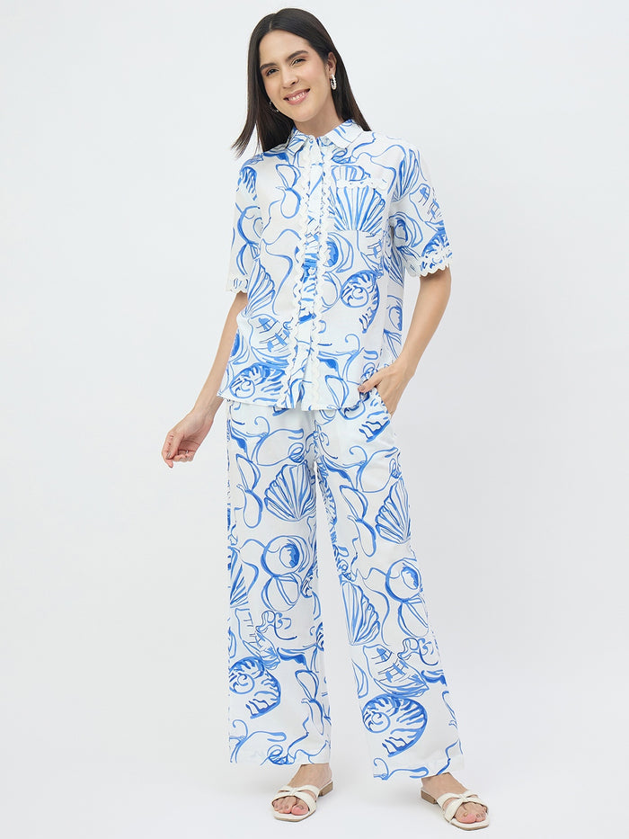 Madame White Printed Co-ord Set