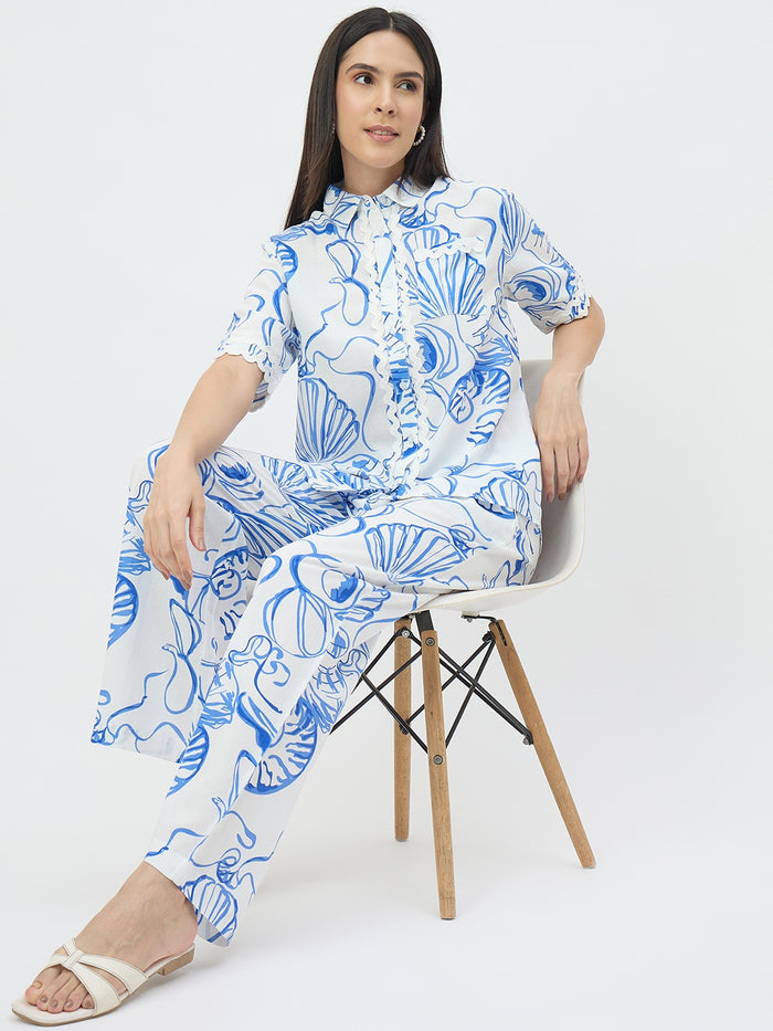 Madame White Printed Co-ord Set