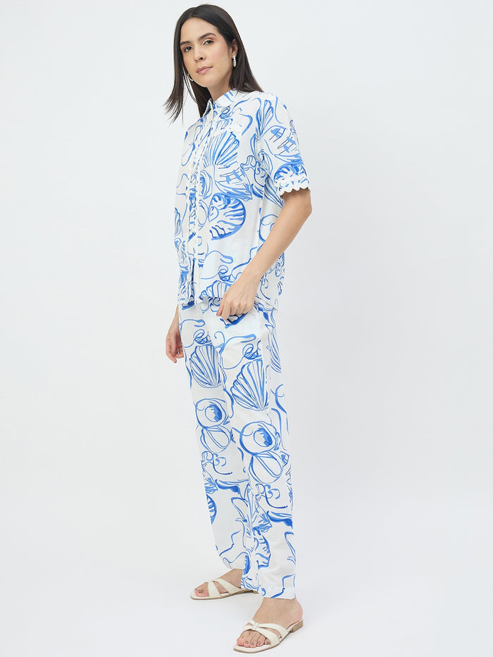 Madame White Printed Co-ord Set