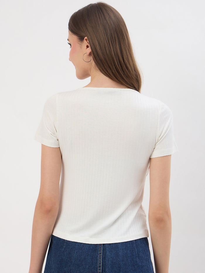 Madame White Rayon Drape Top