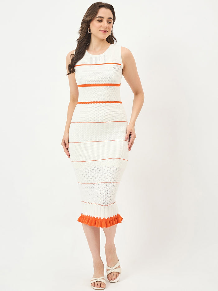 Madame White Viscose-Blend Knit Dress