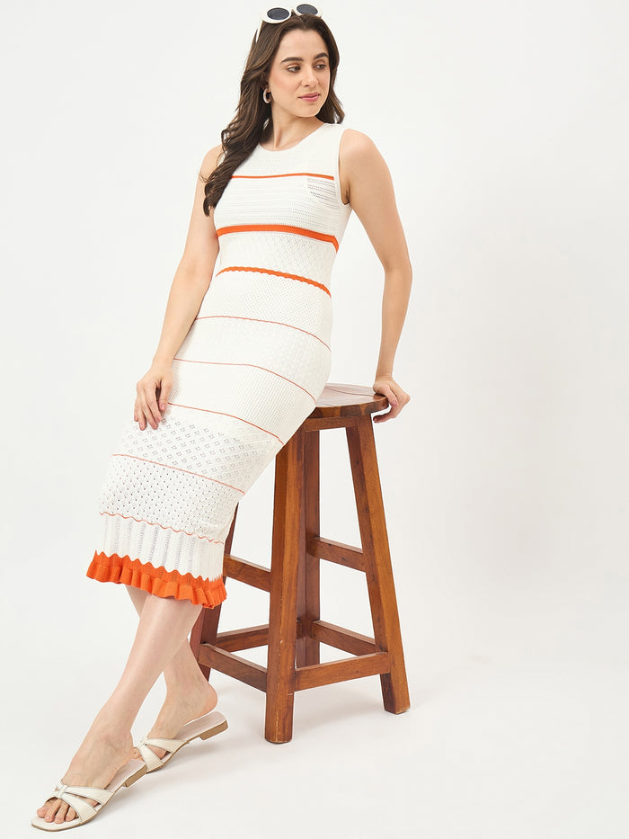 Madame White Viscose-Blend Knit Dress