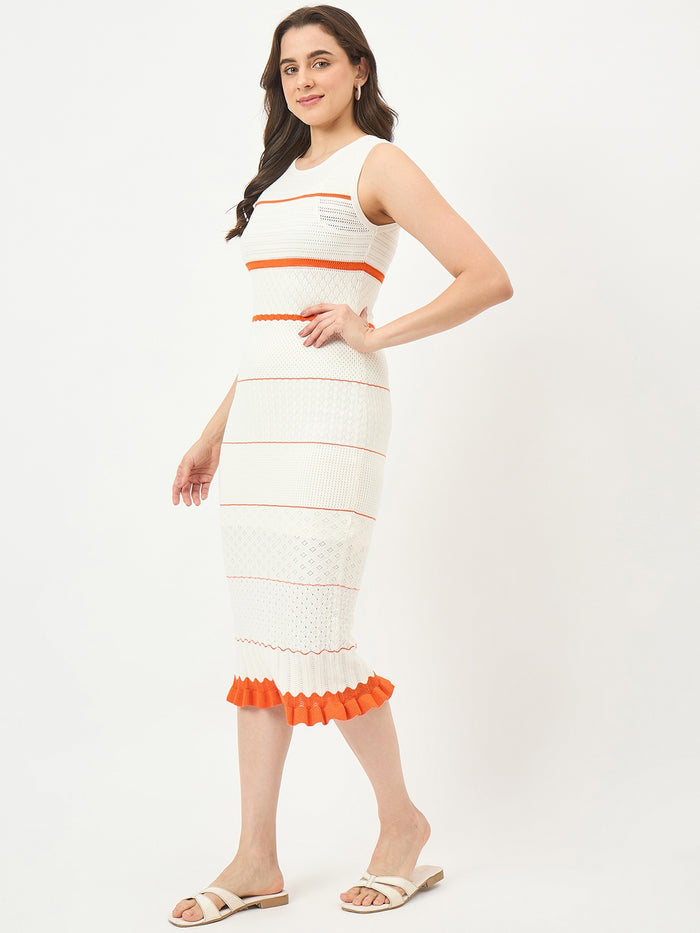 Madame White Viscose-Blend Knit Dress
