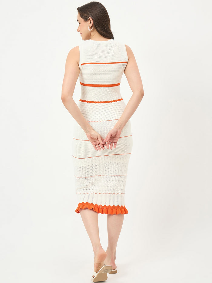 Madame White Viscose-Blend Knit Dress