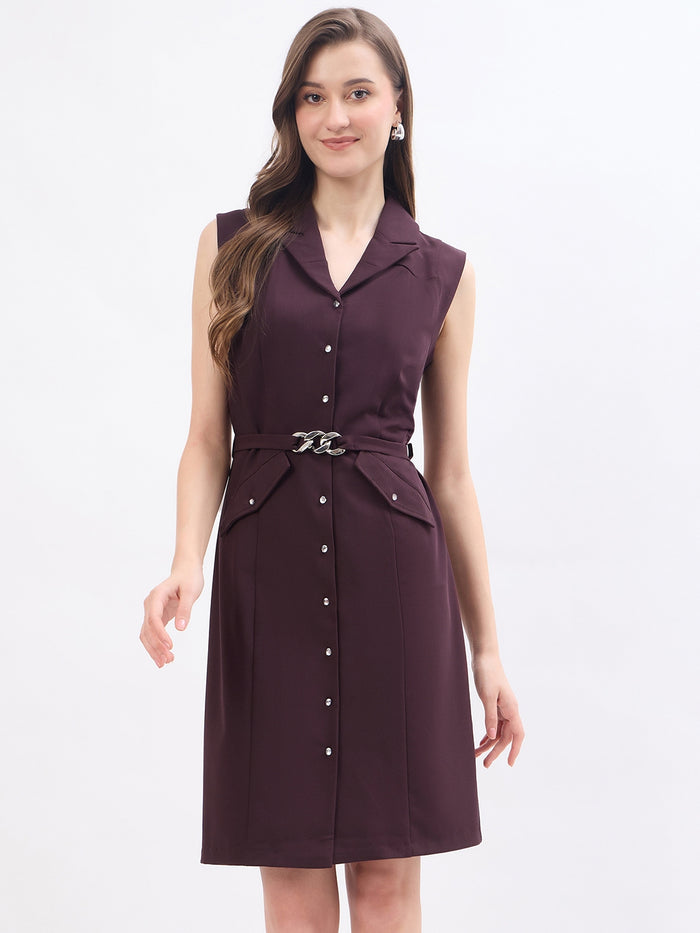 Madame Wine Viscose Blend Blazer Dress