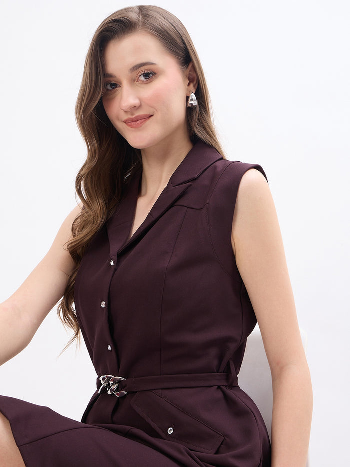 Madame Wine Viscose Blend Blazer Dress