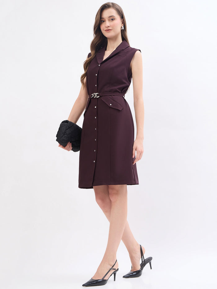 Madame Wine Viscose Blend Blazer Dress