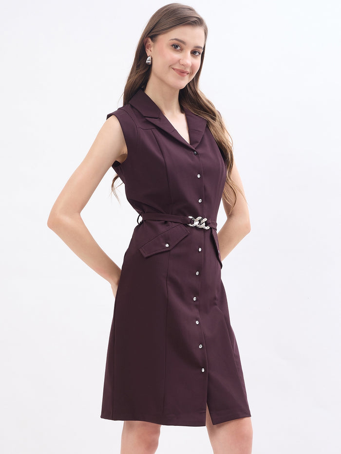 Madame Wine Viscose Blend Blazer Dress