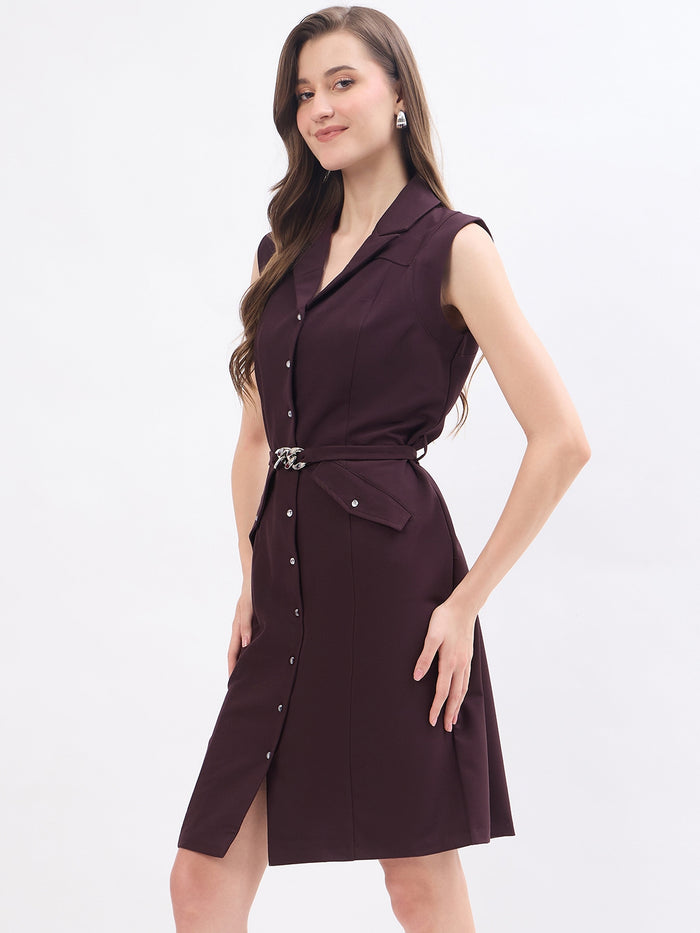Madame Wine Viscose Blend Blazer Dress