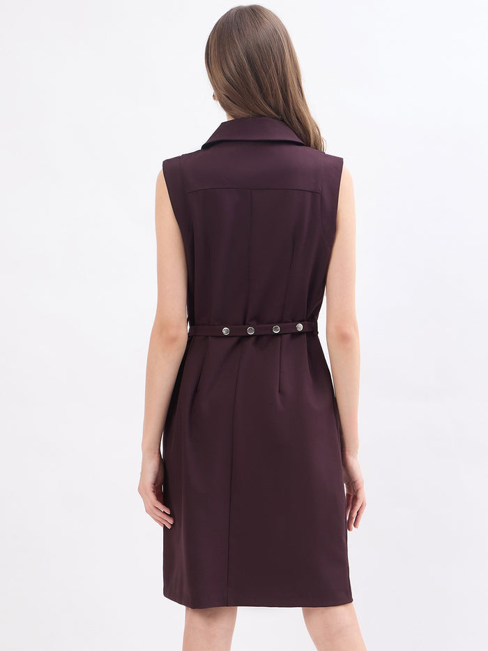 Madame Wine Viscose Blend Blazer Dress