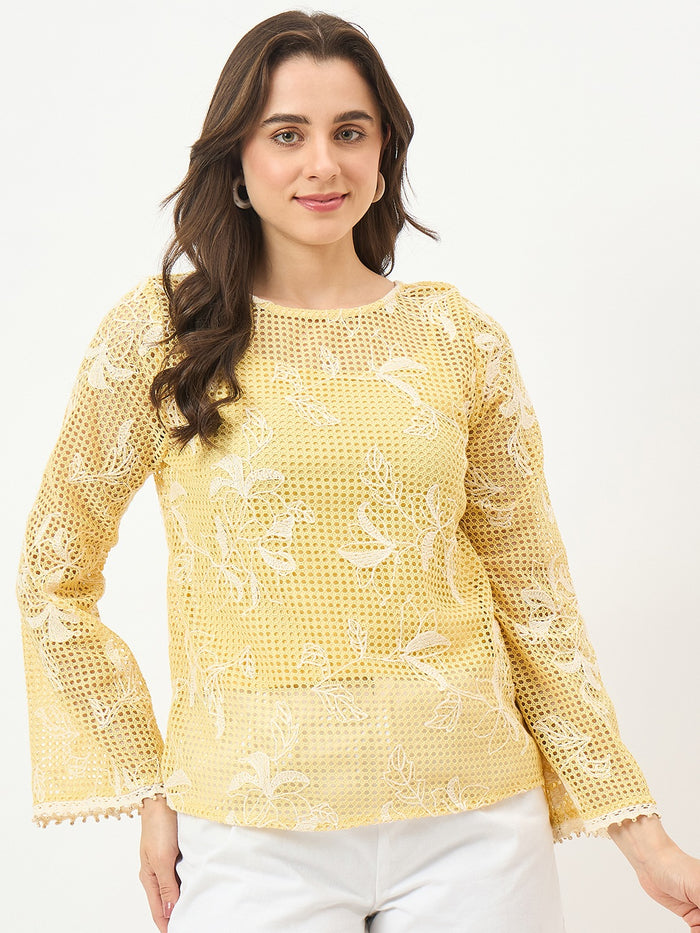 Madame Yellow Puff-Sleeve Top