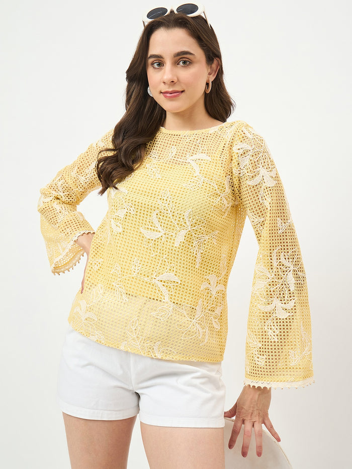 Madame Yellow Puff-Sleeve Top