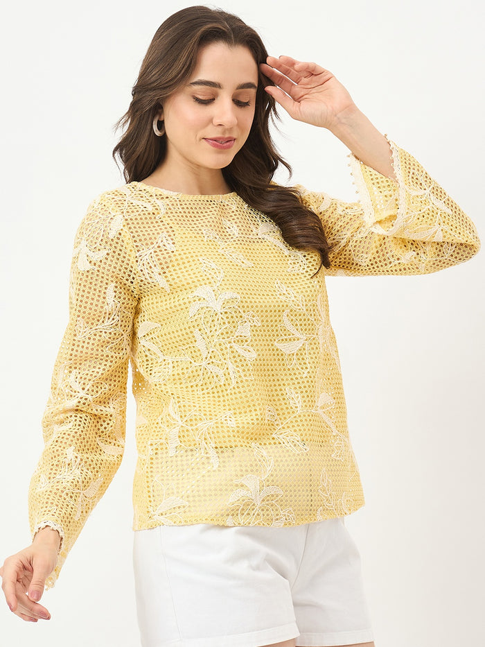 Madame Yellow Puff-Sleeve Top