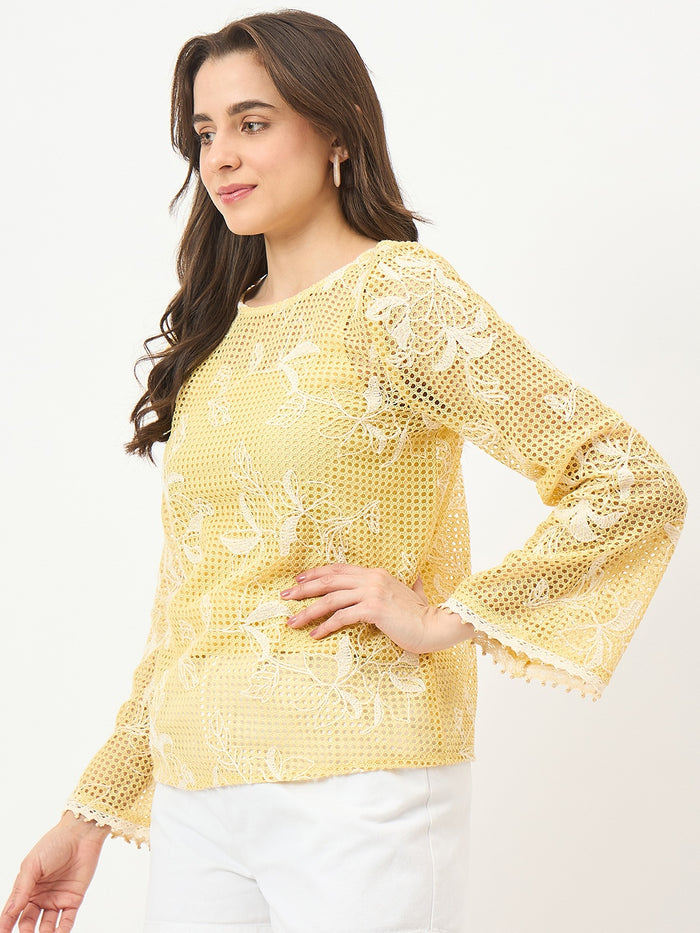 Madame Yellow Puff-Sleeve Top