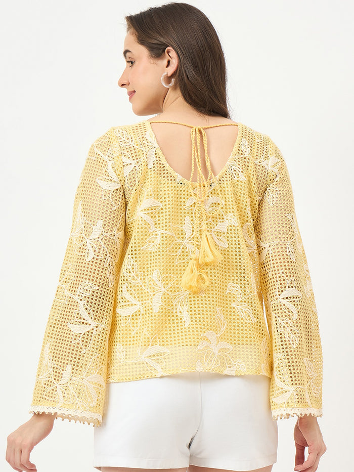 Madame Yellow Puff-Sleeve Top