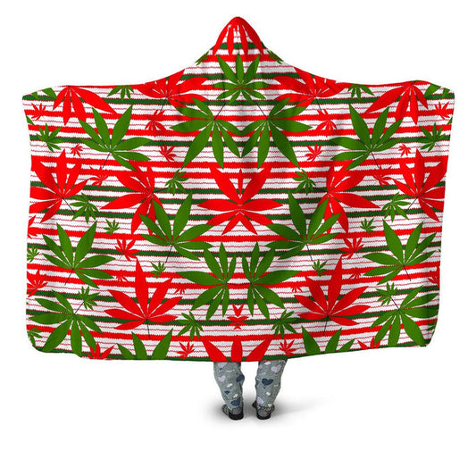 Marijuana Christmas Cheer Hooded Blanket Sartoris Art Epic Hoodie