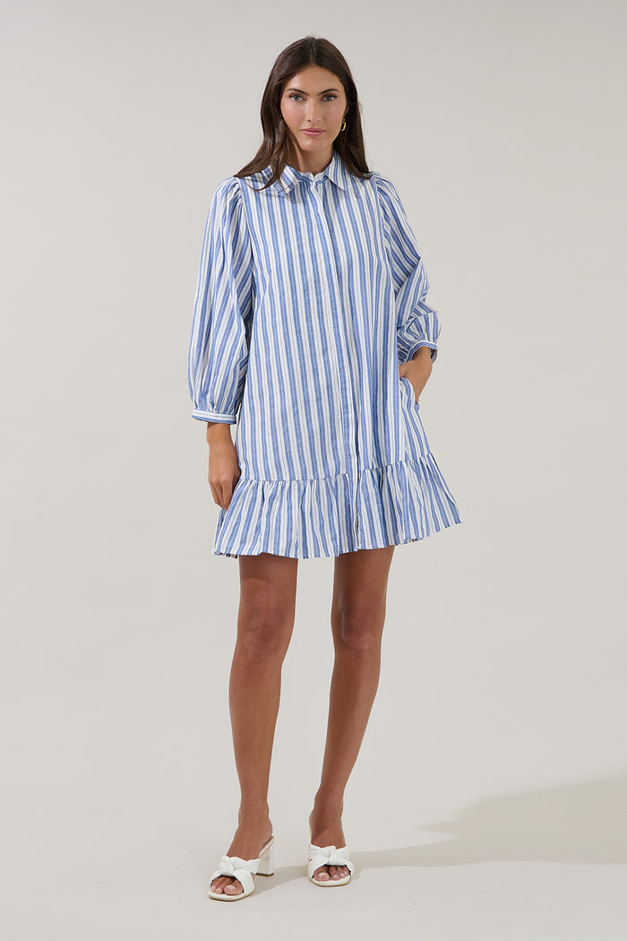 Maude Button Down Shift Dress Joncy Striped