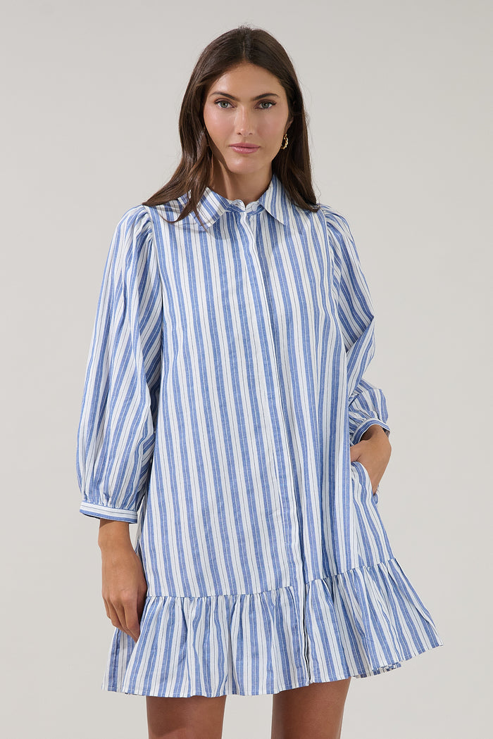 Maude Button Down Shift Dress Joncy Striped