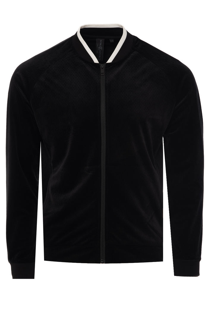 Men's Velour Zip-Up Bomber Jacket