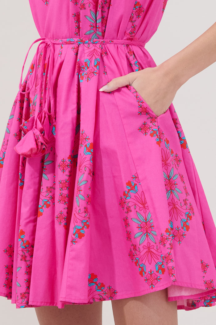 Merily Godet Mini Dress Casria Floral