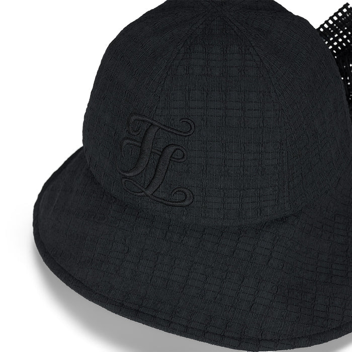 Mesh Big Ribbon Bonnet Hat (Black)