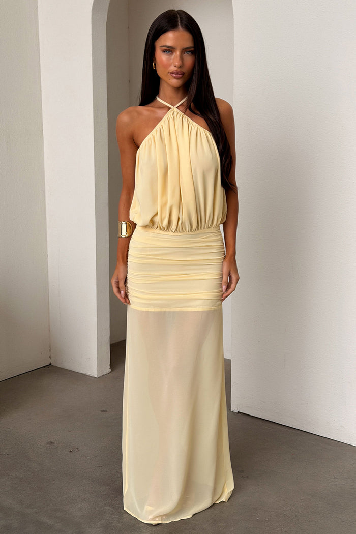 Milly Halter Neck Maxi Dress - Yellow