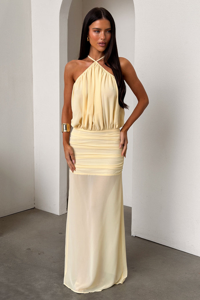 Milly Halter Neck Maxi Dress - Yellow