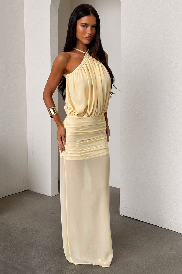 Milly Halter Neck Maxi Dress - Yellow