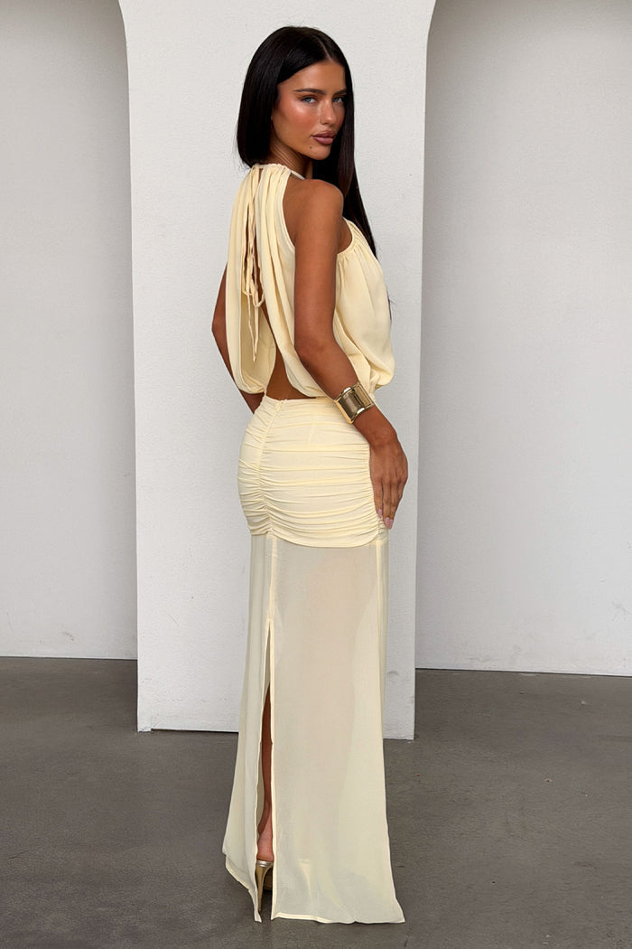 Milly Halter Neck Maxi Dress - Yellow