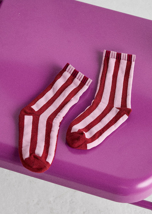 Mini Striped Sock - Cranberry/Pink
