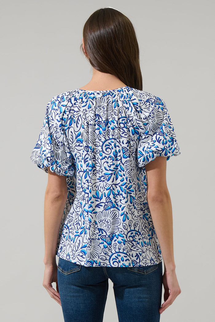 Mize Floral Overseas Balloon Sleeve Top